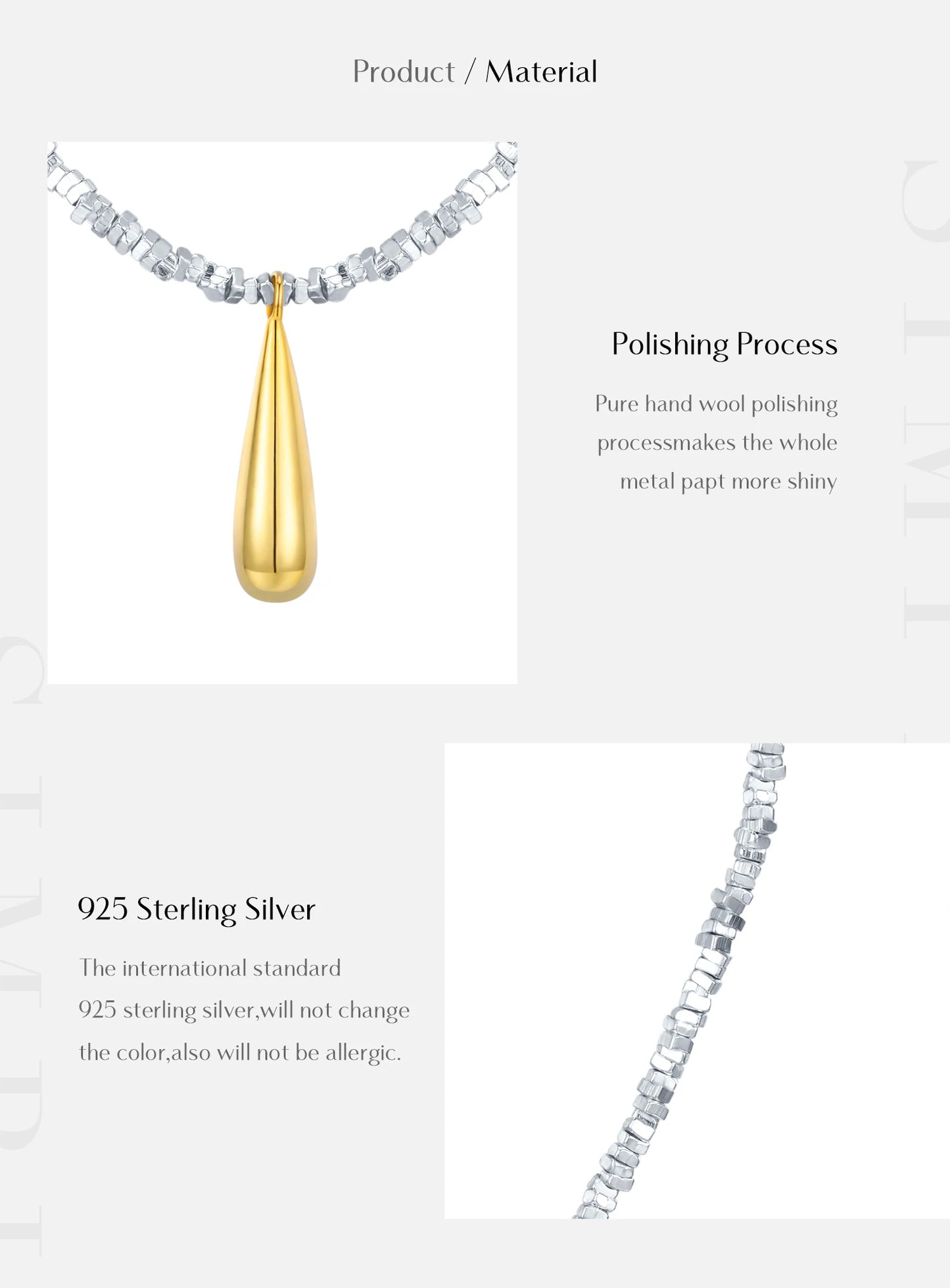 MODIAN 925 Sterling Silver Geometric Square Necklace Pendant Gold Color Water Drop Fine Jewelry For Women Valentine's Day Gifts