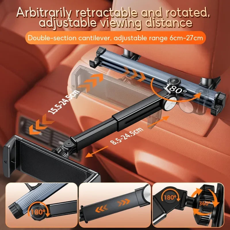Hipacool Car Phone Holder Tablet Seat Back Stand Headrest Back Seat with 360° Rotatable for 4.7-12.9" for iPhone iPad Universal