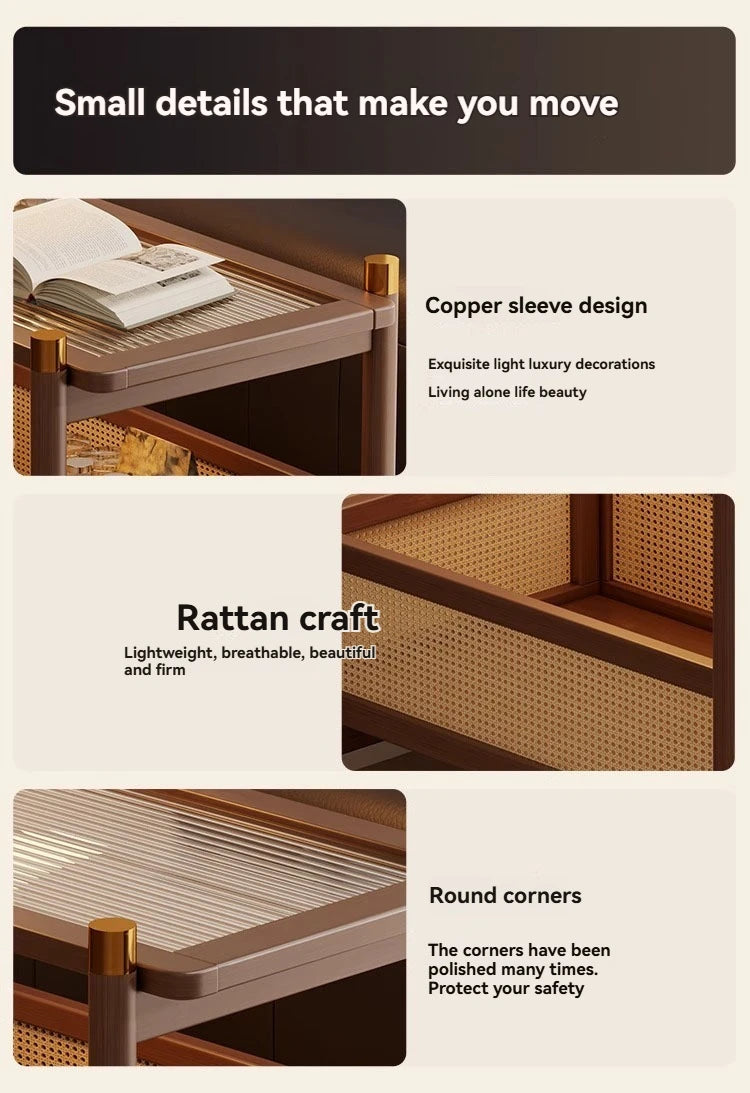 Sofa side table, movable coffee table, small cart, living room small table, bedside side cabinet with wheel storage rack