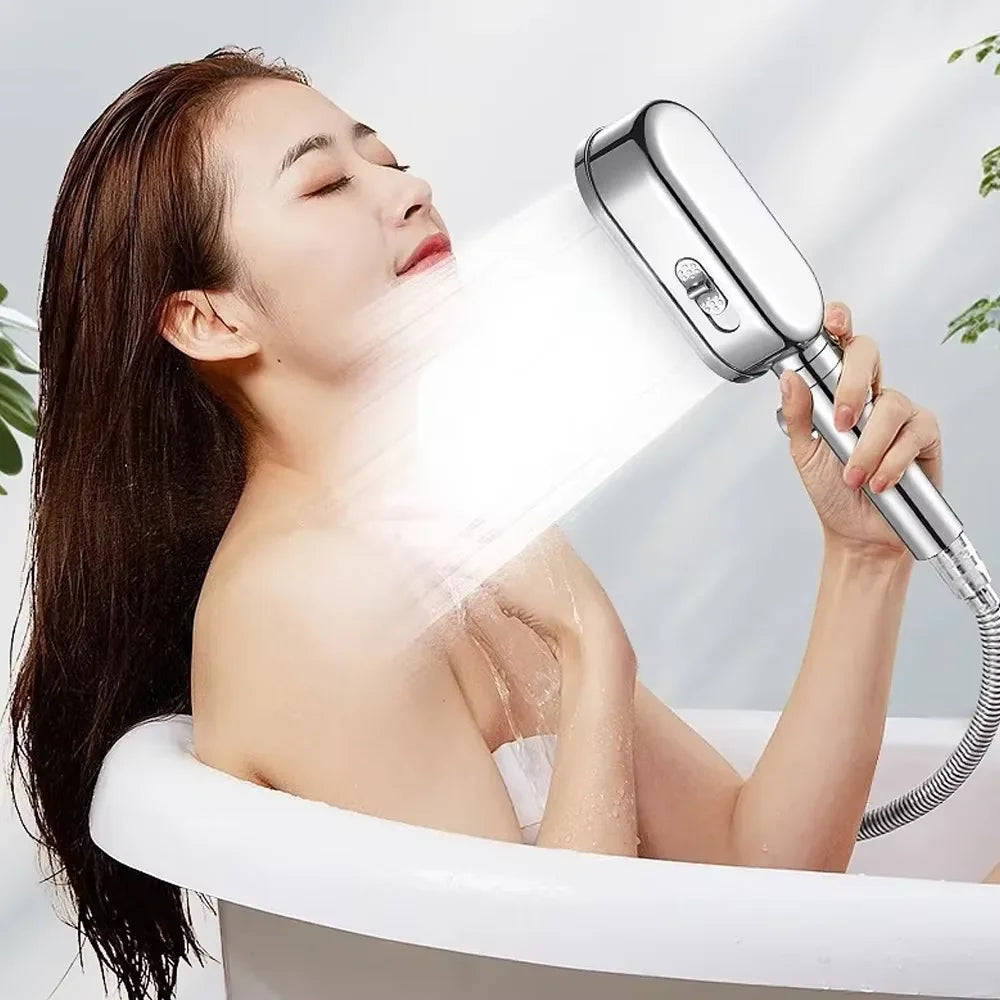 3 In 1 High Pressure Shower Head With Filter Handheld Adjustable Button Bathroom Shower Head Water Saving Bathroom Accessories