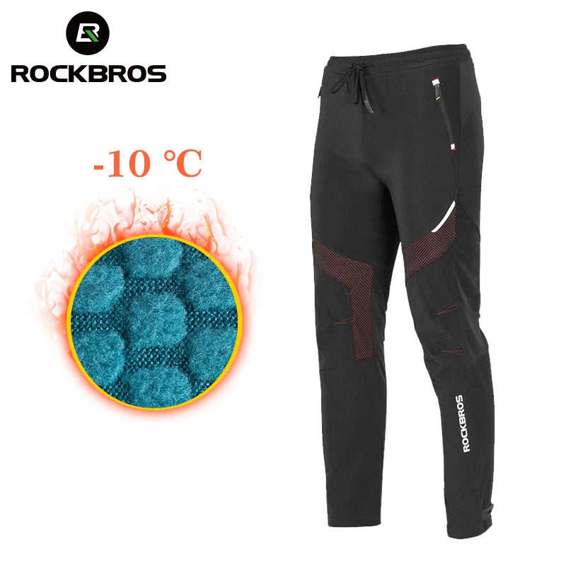 ROCKBROS Winter Cycling Pants Men Fleece Sport Reflective Trousers Keep Warm Thermal Bicycle Bike Mtb Pants Running Clothings