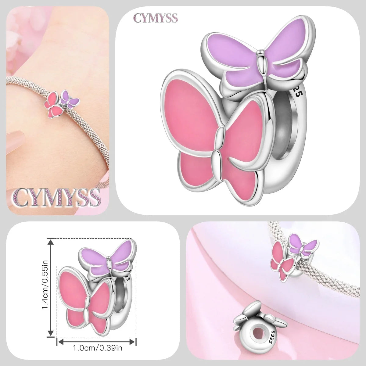 925 Sterling Silver Plated Bee Sunflower Butterfly Charm Pendant Fine Jewelry Women DIY Bracelet Necklace Birthday Party Gift