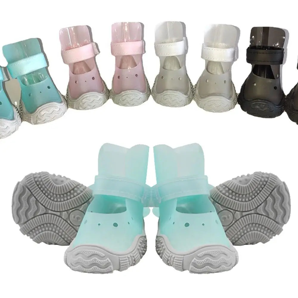 Cute Non-slip Waterproof Pet Shoes Comfortable Adjustable Outdoor Dog Boots Elastic Breathable Pet Rain Shoes Cat Paw Protection