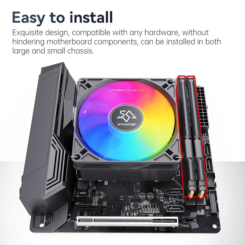 SNOWMAN MC45-4 ITX CPU Cooler Air 4 heat pipes cooling PC heat sink ARGB Fans PWM Intel LGA1851 1700 1200 1151 X99 2011 AM5 AM4