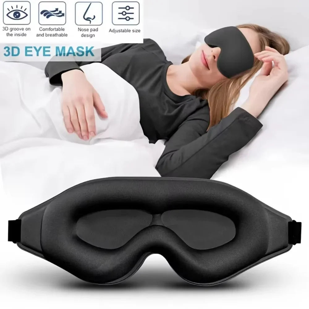 1-piece 3D stereoscopic eye mask with shading and sleep design, breathable and soft fabric, adjustable straps