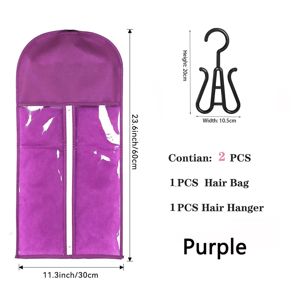 Wig Storage Bag Extra Long Hair Extension Storage Bag With Hanger For Wigs Hair Extensions Hairpiece Wig Bag With Wig Hanger
