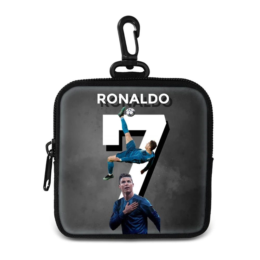 Ronaldo Money Coin Purse with Key Ring Pocket Purse mini headphone bag Football Star storage bag Credit Card Holoder Man Women