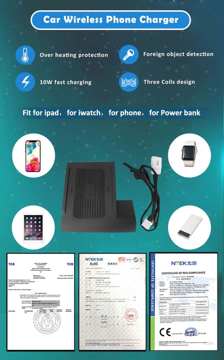 Moreway 15W Wireless Charger For VW Golf 7 MK7 2013-2019 Phone Holder Fast Charging Pad Charge trim Car Interior Accessories