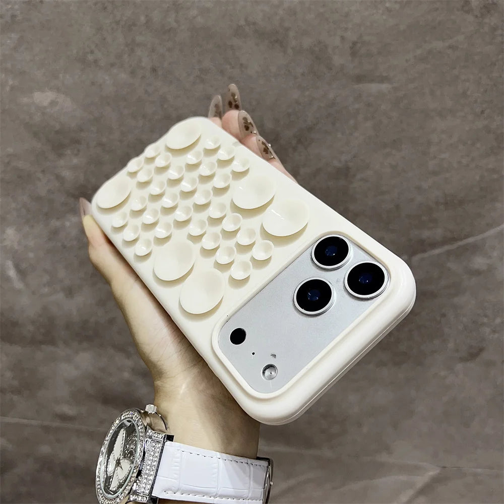 Circular Suction Cup Silicone Phone Case for iPhone 17 16 Pro 15 14 13 Max Adsorption Strong Multi Function Shockproof Cover