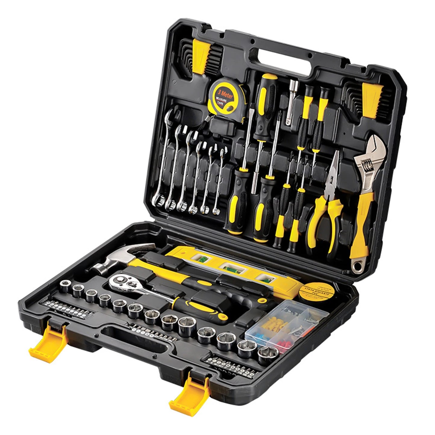 108 Piece Tool Set General House hold Hand Tool Kit with Plastic Toolbox Storage Case Used to Car repair And home Repair