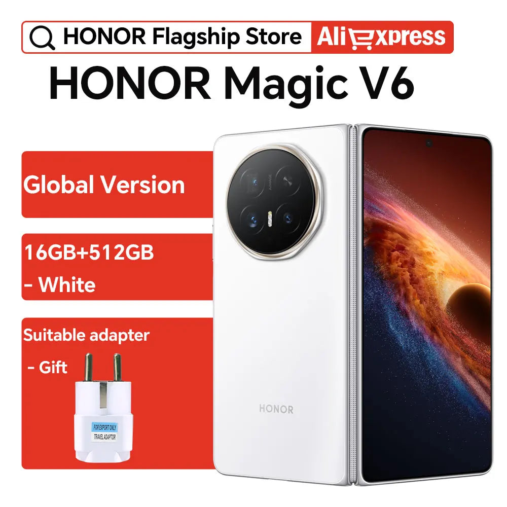 2026 New HONOR Magic V6 Global Version 5G Smartphone Snapdragon 8 Elite Gen 5 120Hz Foldable OLED Screen 6660mAh 80W SuperCharge