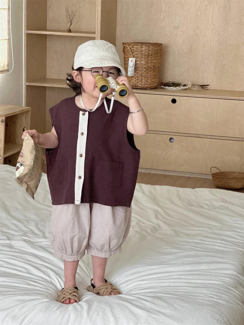 Boys Pants 2025 Summer New Childrens Clothing Korean Fashion Boys Baby Cotton Pure Color Bundle Feet in The Pants Casual Simple