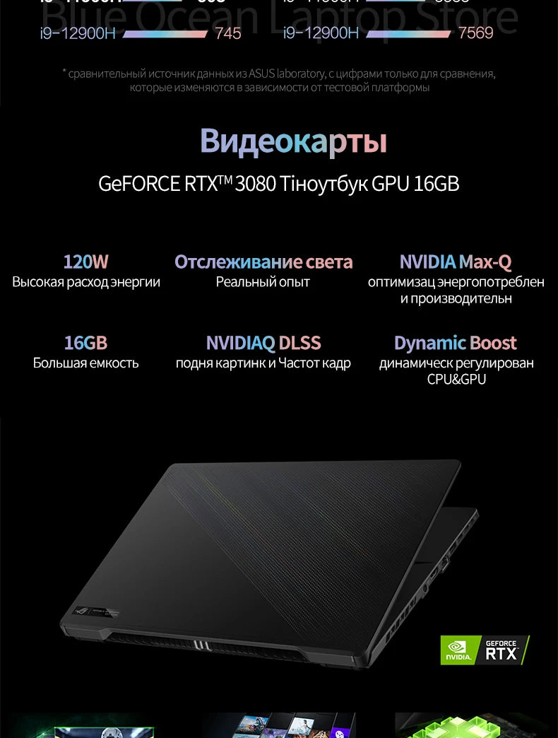 ASUS ROG Flow X16 Gaming Laptop 12th Intel Core i9 12900H 32G RAM 1T SSD RTX3080Ti-16GB 2.5K Screen 165Hz 16Inch E-sports Comput