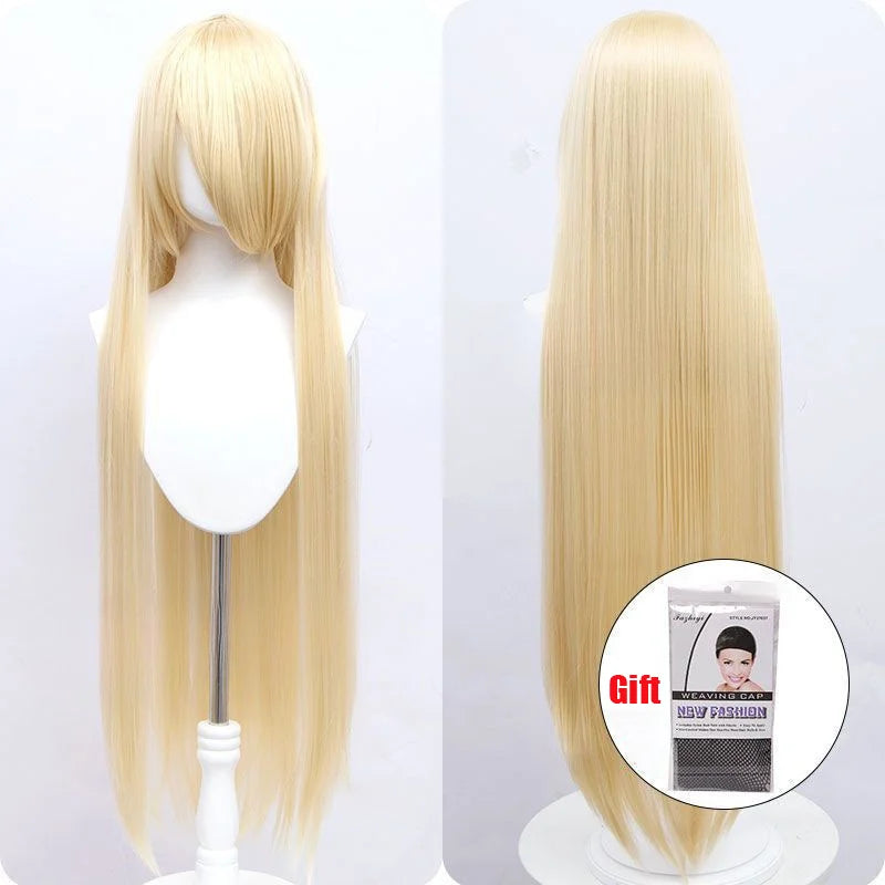 Snoya 100cm synthetic long straight cosplay wig with bangs Heat Resistant hair Anime pink blonde red purple women wig