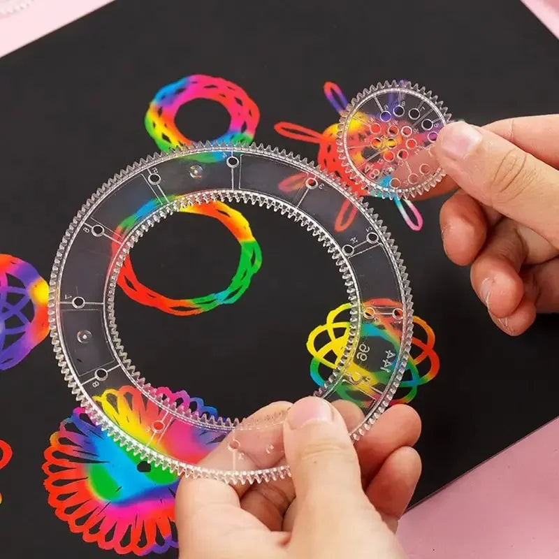 10-33pcs Spirograph Design Arts Craft Kit Classic Amazing Rainbow Magic Scratch Paper Set Children Kids Educational Drawing Toys