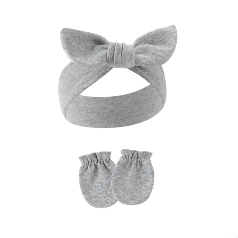 Baby Hair Accessories Set Breathable Head Wrap with Mittens Scratches Resistant for Infants Children Daily Use A2UB