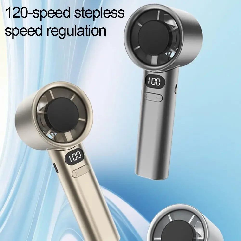 Portable Hand Fan , 120 Wind Speeds, Mini Bladeless Handheld Fan, USB Rechargeable Personal Highspeed Fans, Electric Eyelash Fan