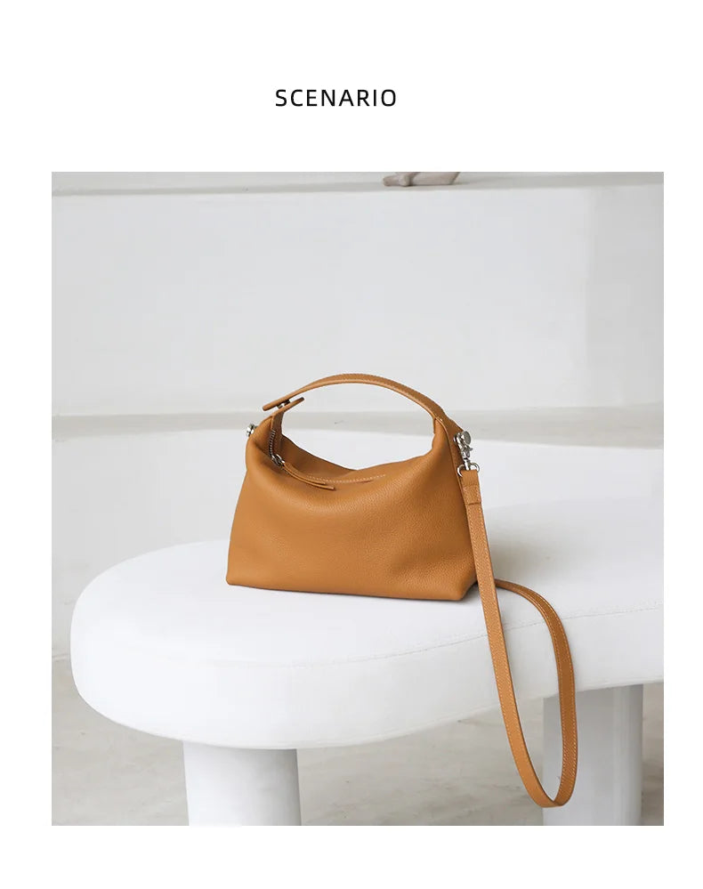 2024 New Women's Bag Female Luxury Soft Genuine Leather Handbag Lady Fashion Daily Casual Shoulder Bag Girls Crossbody Messenger