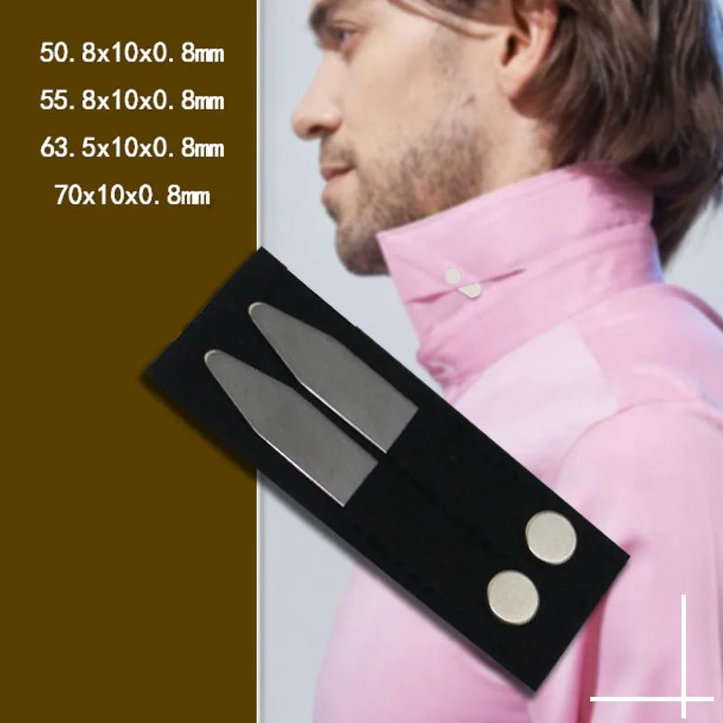 [4Pair] Stainless Steel Collar Stiffeners with 8 Magnets, Magnetic Collar Stays Metal Shirt Collar Stiffeners for Men