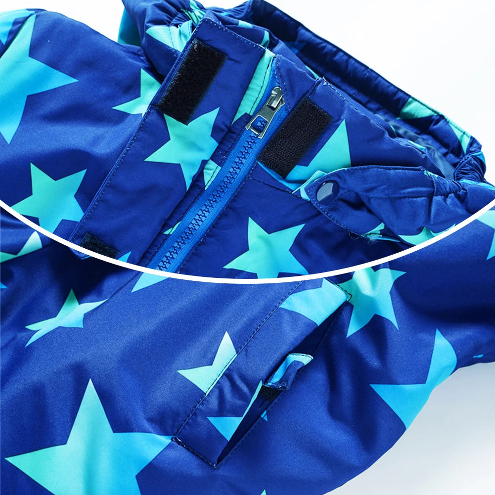 Children's Warm Snowboarding Wear,Winter Boys Girls Jumpsuit,Kids Ski Suits,One-piece Hooded Waterproof Windproof Outdoor -20℃