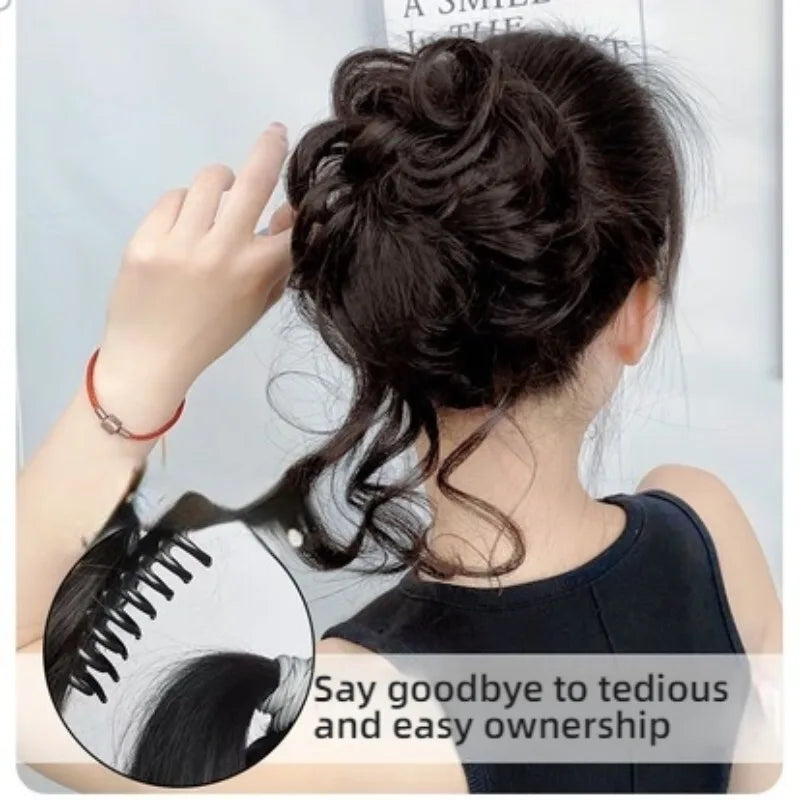 WIGSIN Synthetic Messy Bun Hair Extension Claw Clip in Hair Piece Hair Buns Short Curly Hair for Women