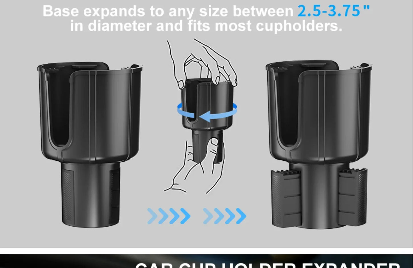 Upgraded Car Cup Holder Expander With Adjustable Base For Car Organizer, Compatible With Yeti Big Bottles