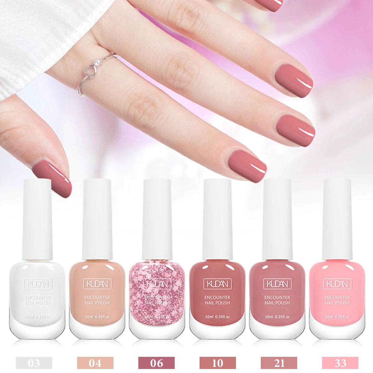 6Pcs/Set 10ml Nude Pink Nail Polish Water-Based Nail Polish Odorless Fast-Drying,No Need To Bake, Suitable For All Seasons Salon