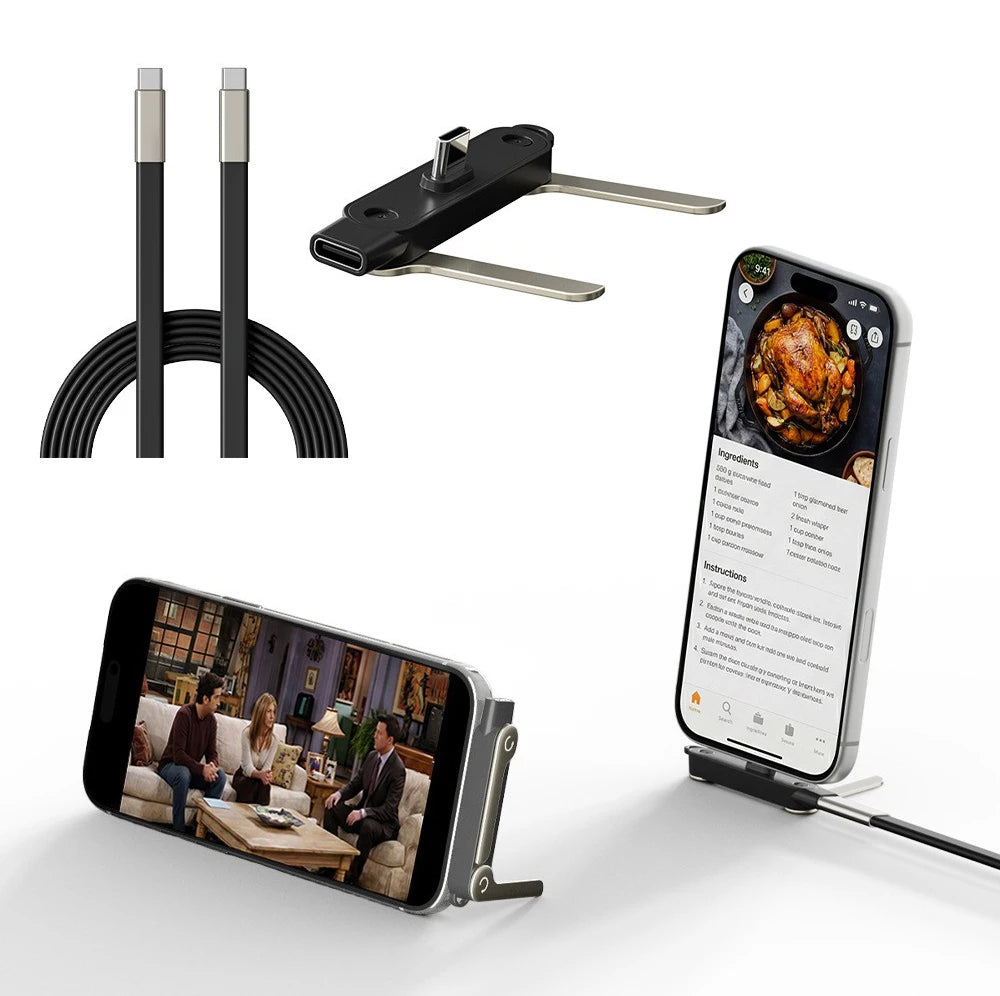 240W Fast Charging Bracket Adapter Portable Type C Male To Type C Female Converter With Foldable Phone Stand for iphone 15 16 17