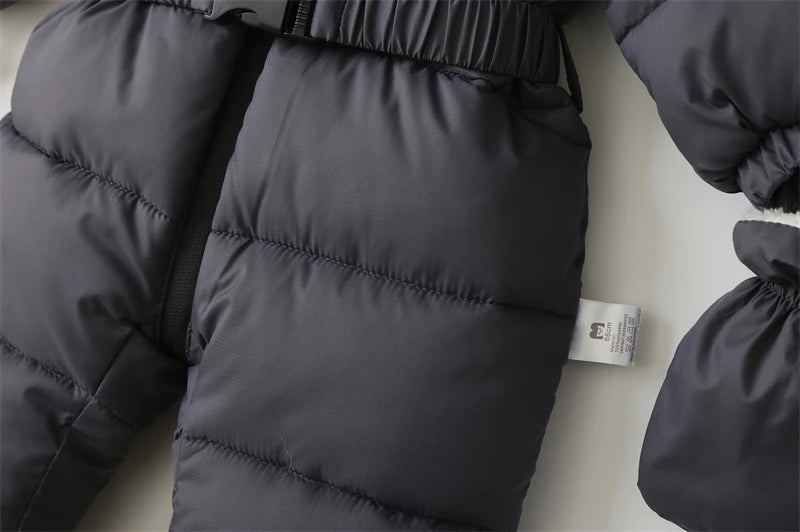 Winter Newborn Baby Jumpsuit Thicken Baby Clothes Plus Velvet Warm Baby Rompers With Gloves Hooded Infant Snowsuit Clothing