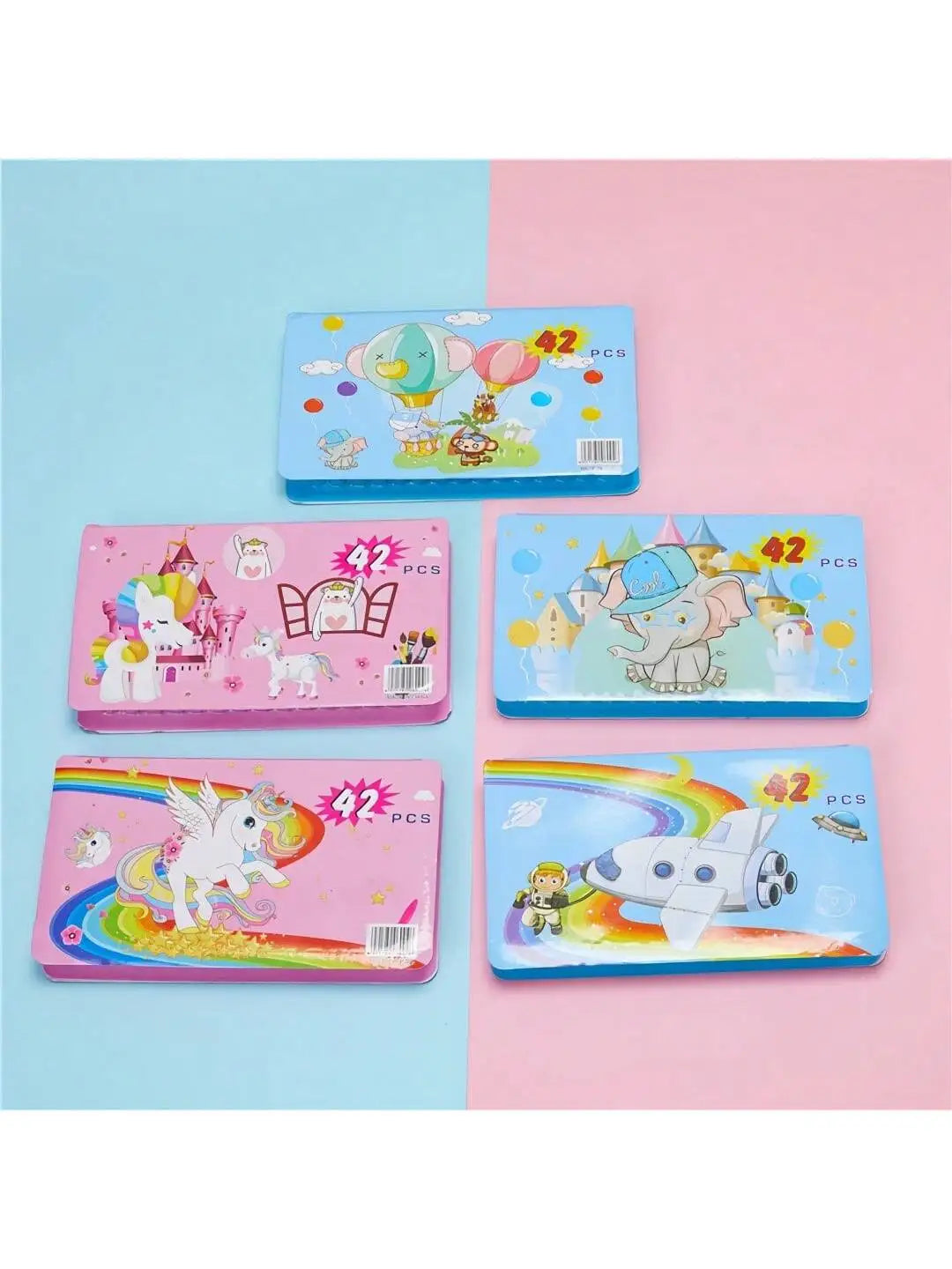 Children's Watercolor Painting Set, Including Illustration Books, Crayons, Pencil Sharpener, Eraser, Marker Pen Set and Drawing Book (Random Box Designs, All Accessories Are Shipped in Random Combinations)