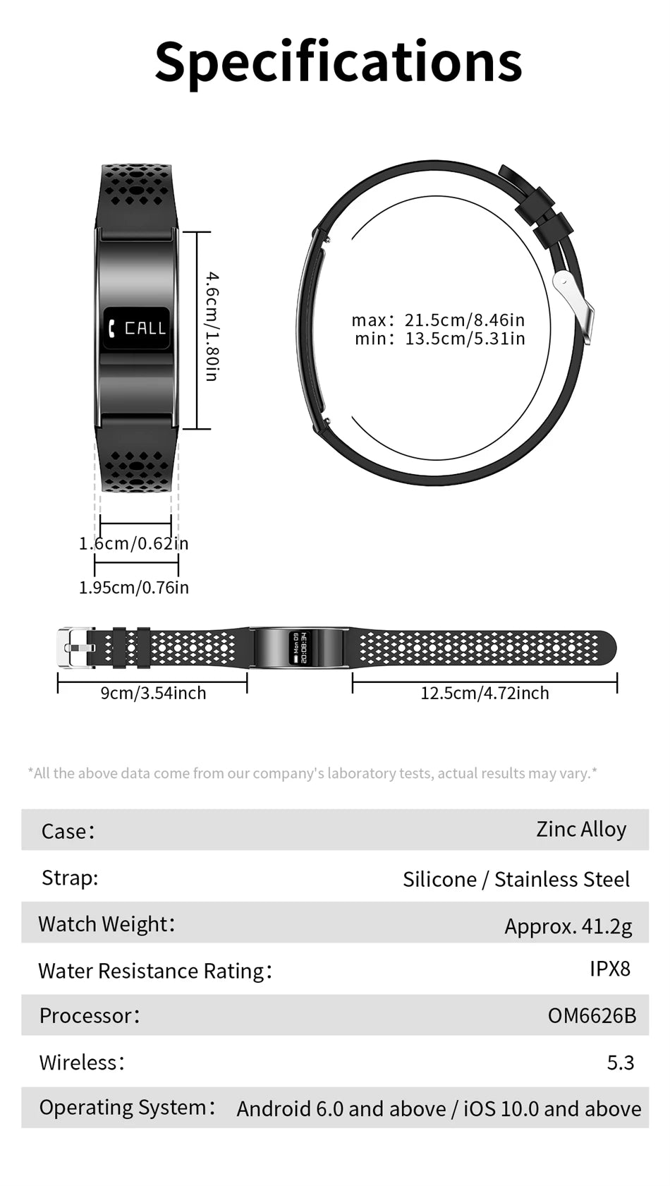 Men Women Smart Bracelet Heart Rate Sleep Monitor Health Smart Band Waterproof Sports Fitness Tracker Smartwatch for Android iOS