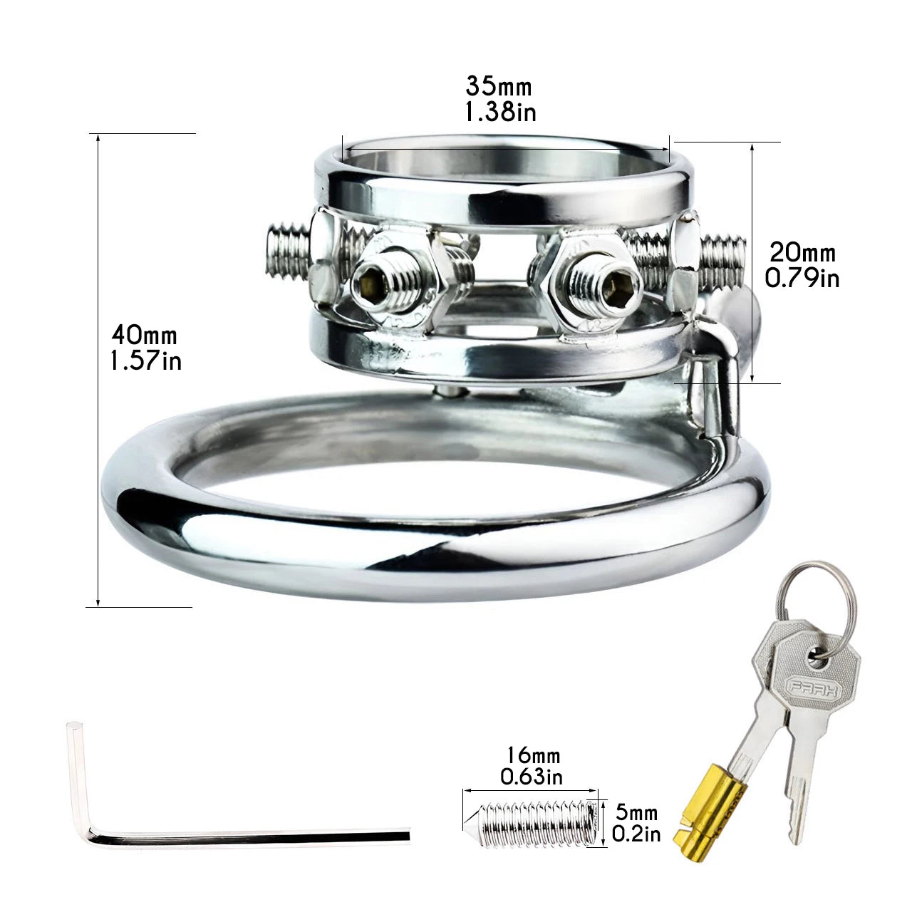 FRRK Stainless Steel Cock Cage Spiked Chastity Band Device Hex Lock Screw Penis Sleeve Ring Sexy Adult Man Urethral Lock for Men