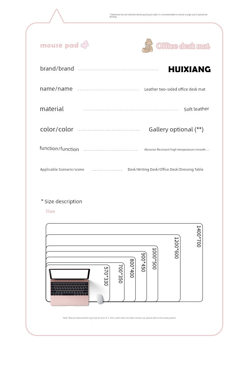 Huixiang Puppy Mouse Pad Oversized Girl Good-looking Office Computer Keyboard Desktop Station Table Mat Cute