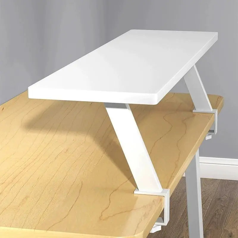 Versatile Desk Organizer with Metal U-Clamp - Sturdy Wooden Storage Rack for Office, Study & Reading