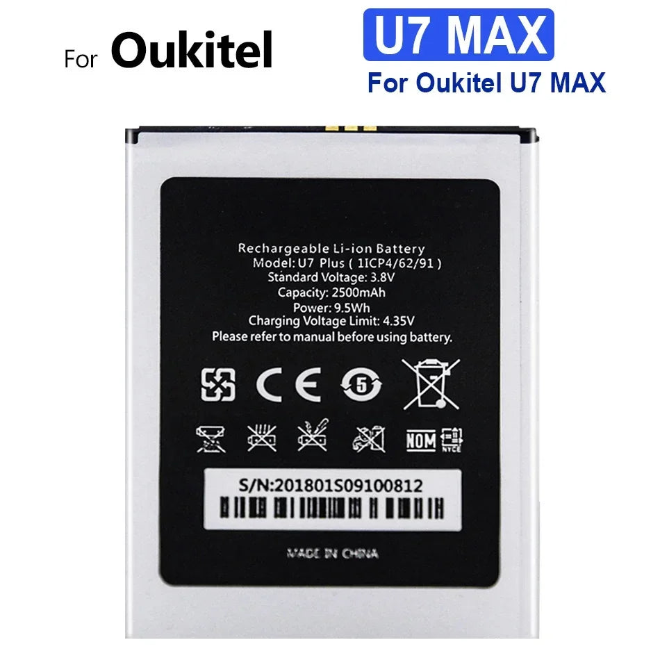 Battery for Oukitel U25 U20 U16 U15 U11 U7(pro Plus MAX) U22 U18 U10 C21 C18 C17 C15 C12 C11 C5 S70 Pro C25 C10 C8 C4 C2 S80 S77