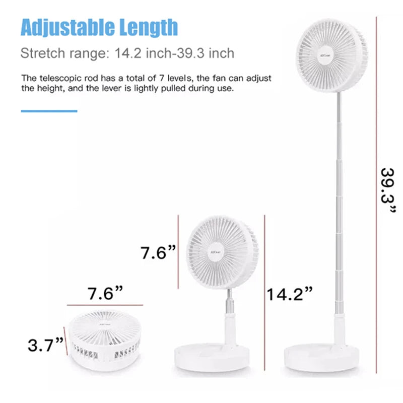 Retractable Fan USB Charging Telescopic Foldable Portable Mini Electric Fan Dormitory Outdoor Cooling Appliances Adjustable Fans