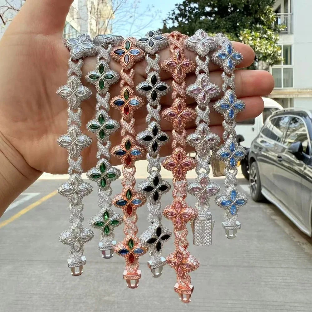 UWIN Multi Color CZ Floral Inifinity Chain Necklaces Pave Setting AAAAA Cubic Zircon Clover Necklace Fashion Jewelry for Gift