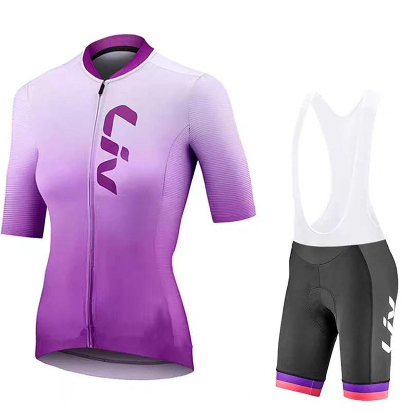 LIV Women's cycling clothes summer road cycling jerseys cycling bibs breathable quick drying clothes cycling shirts