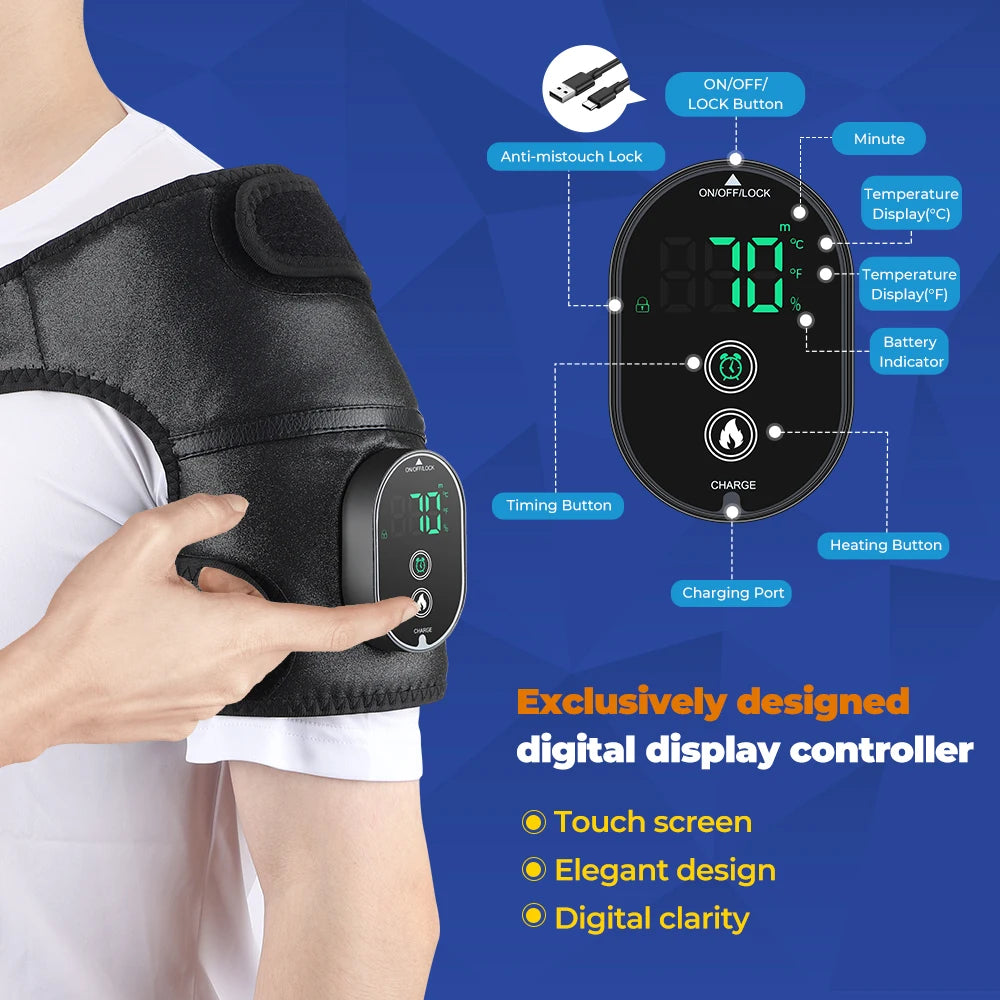 3 in 1 Heating Pad Shoulder Knee Elbow Brace for Arthritis Hot Compresss Joint Massage Strap Promote Blood Circulation Kneepad