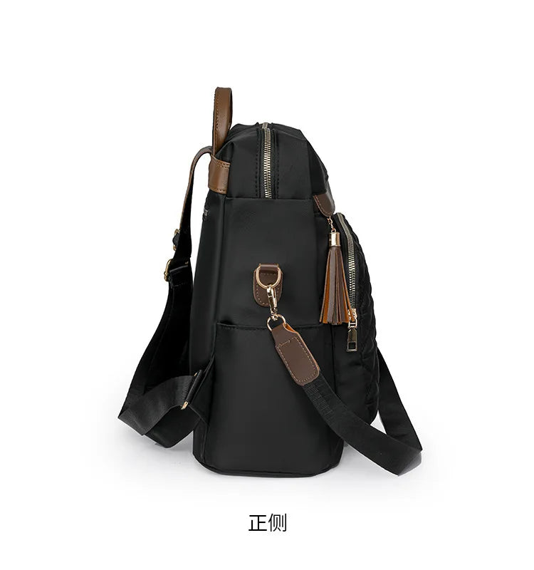 Quilted Embroidery Backpack For Women 2024 New Korean Style Versatile Large Capacity Water-Resistant Leather Shoulder Bags