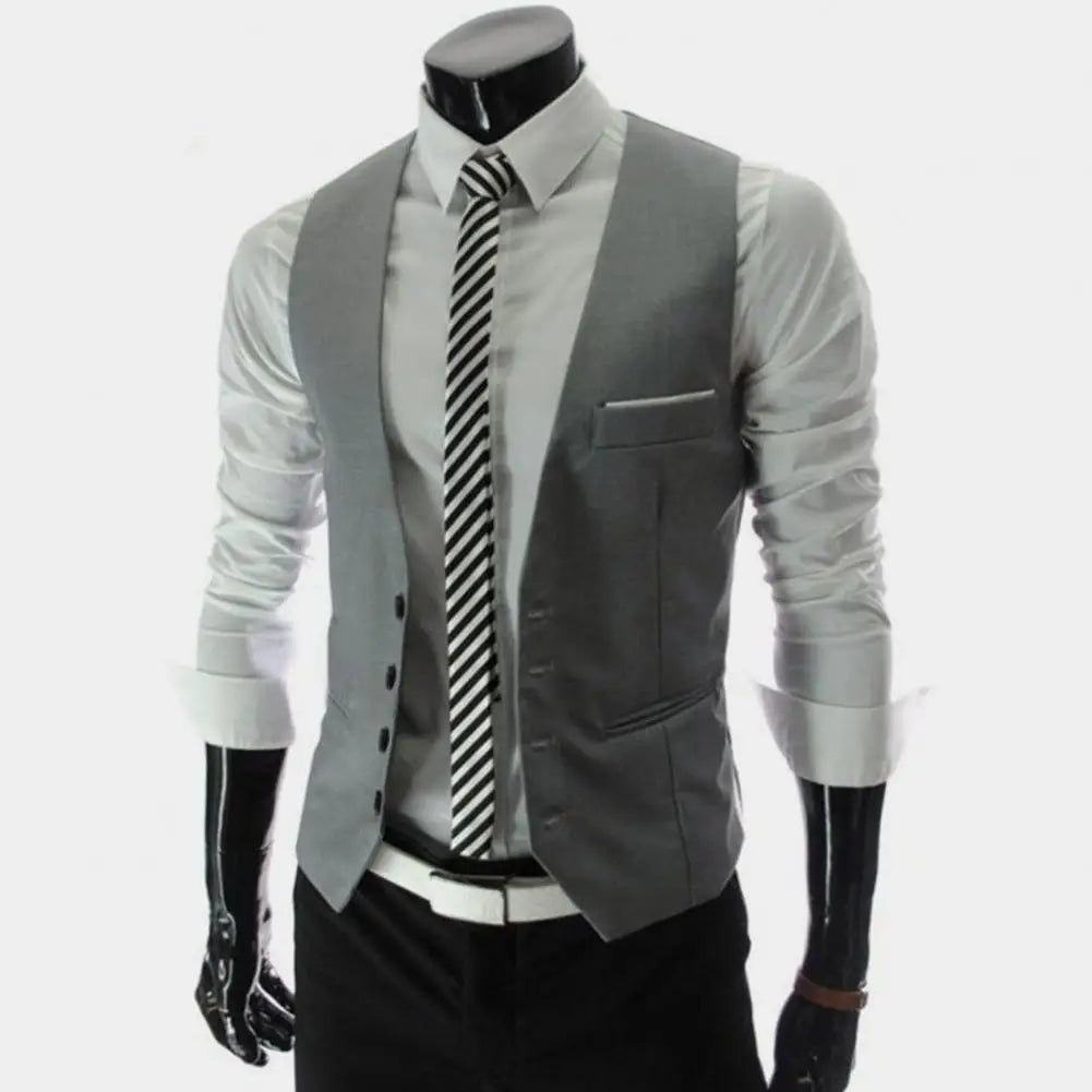 2025 British Style Men Business Vest Deep V Neck Single breasted Formal Suit Waistcoat Classic All Match Men Waistcoat