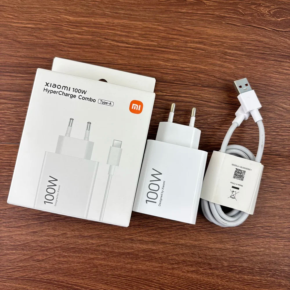 Xiaomi 100W HyperCharge Combo Type-A Power Adapter 1M 6A Turbo Fast Charging Cable for MI 17 15 Ultra 14 13 Redmi K90 80 Pro Max