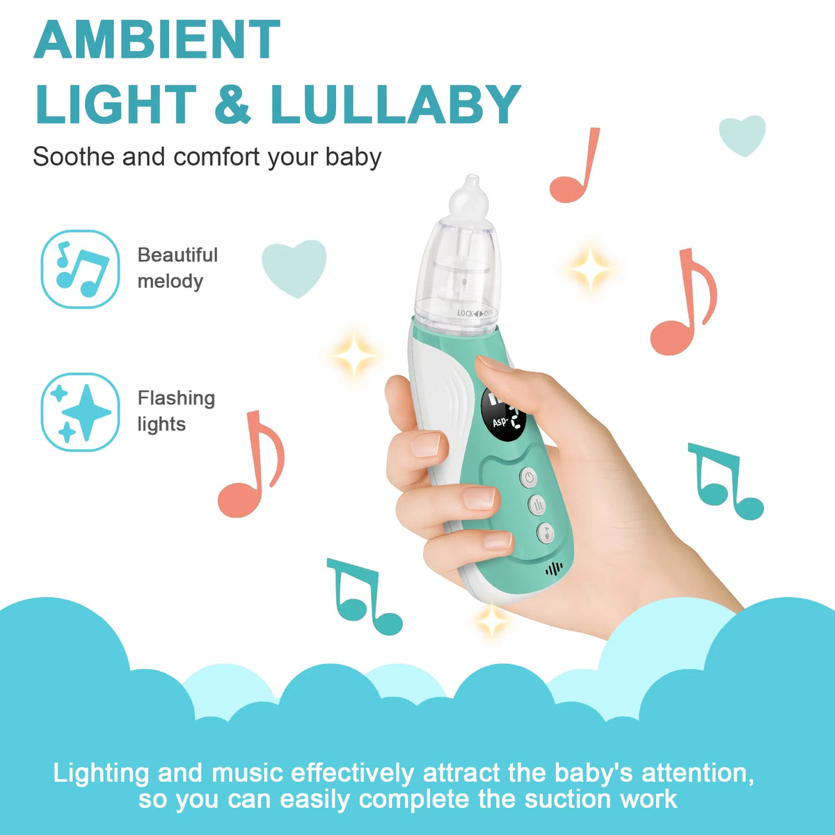 3 in 1 Electric Baby Nasal Aspirator Booger Mucus Sucker Nose Cleaner Nose Suction Device for Newborn & Toddlers Safe Gentle Use