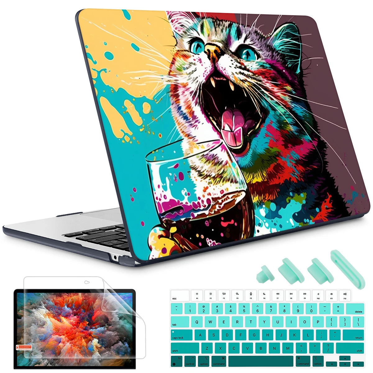 The Crown Cat Hard print case for MacBook 2025 M4 Air Pro 13 14 16 M2 2022 2023 A2681 A2779 A2780 Retina A1502 A2337 M1 A2289