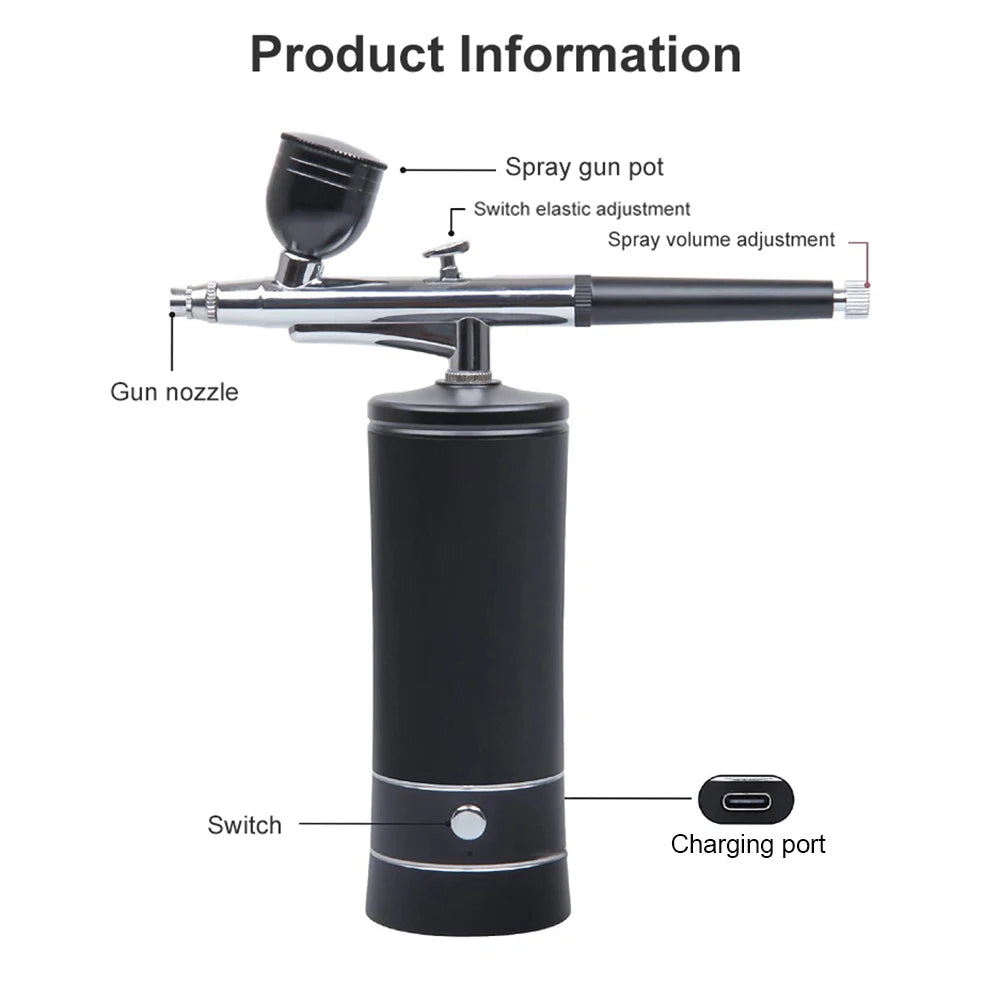 Airbrush with Compressor Portable Airbrush Paint Spray Mini Spray Gun Wireless Air Brush Painting Airbrush Kit with Compressor