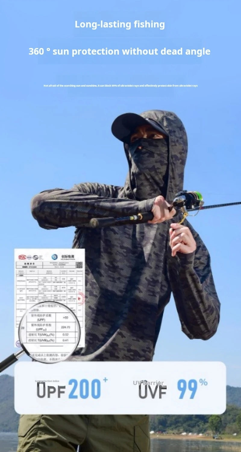 Summer men's camouflage sunscreen clothes fishing clothes lightweight and breathable quick drying clothes outdoor Road Clothing