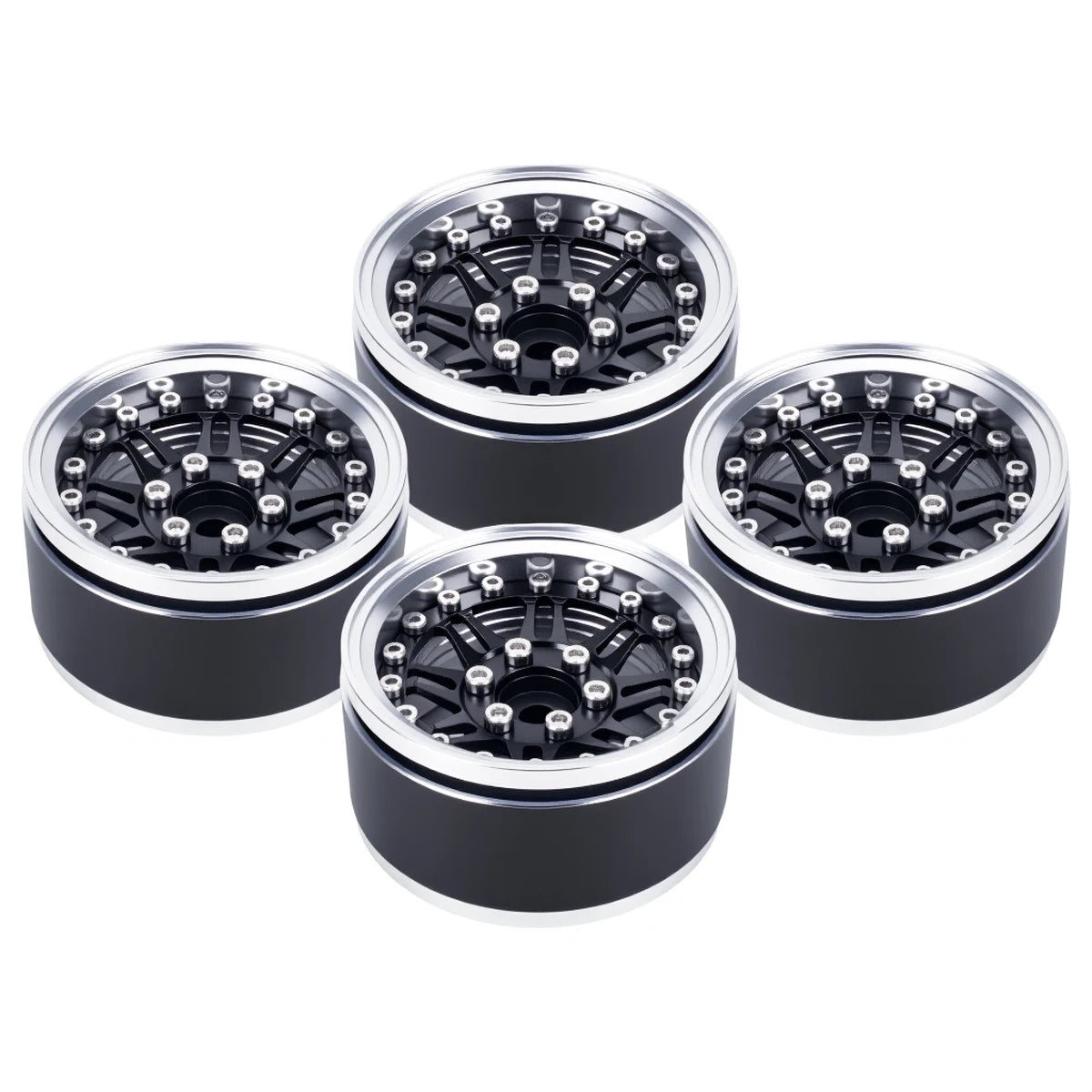 4Pcs 1.9 Aluminum Beadlock Wheel Rims Adjustable Offsetfor 1/10 RC Crawler Car TRX4 TRX6 SCX10 90046 GEN7 8 D90 Upgrade Parts