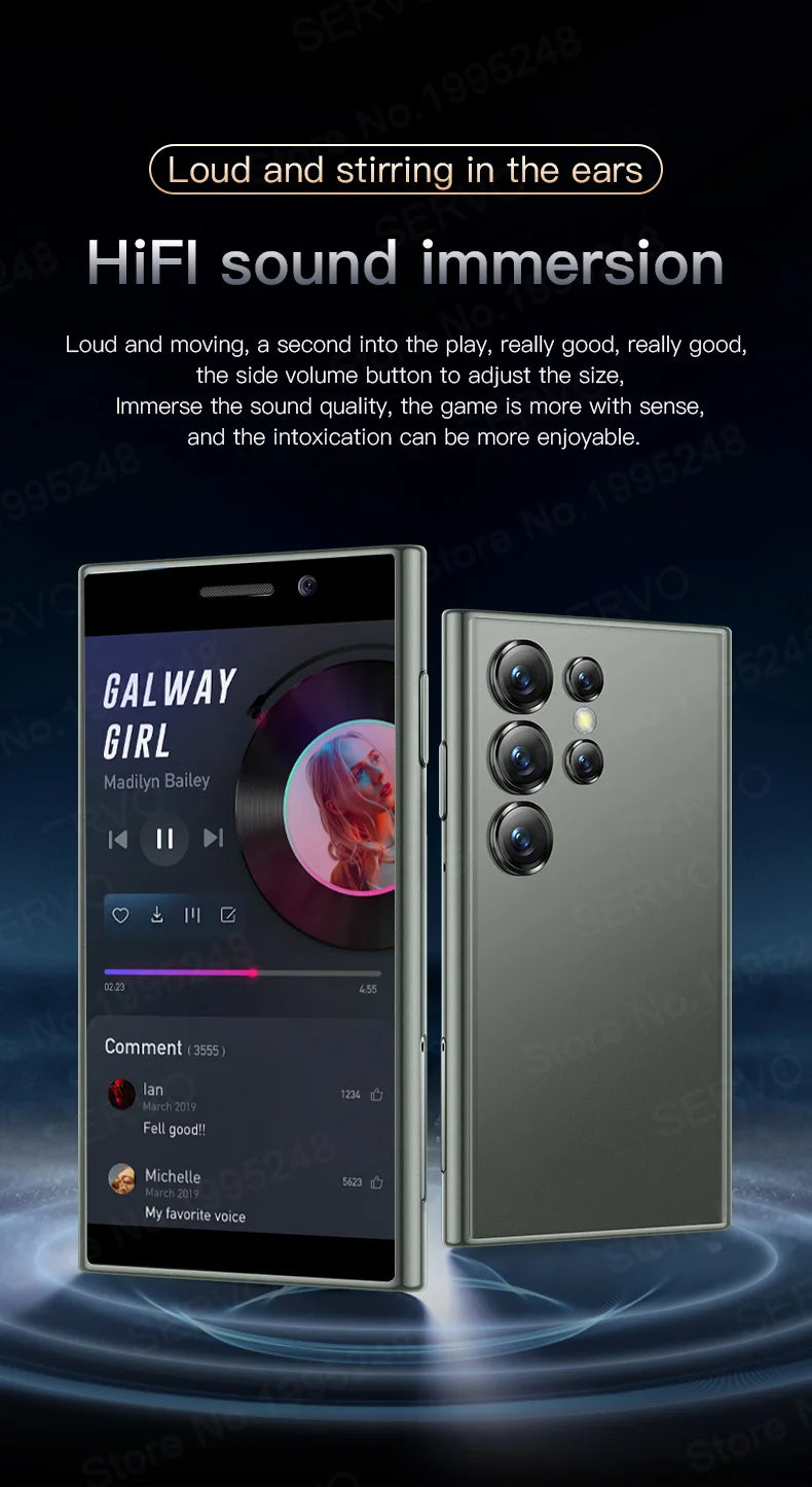 SERVO S24 MINI Android Smartphone 4G Network 2 SIM standby Play Store Face Unlock 3.0" Color Screen Mini Card Smart Mobile Phone