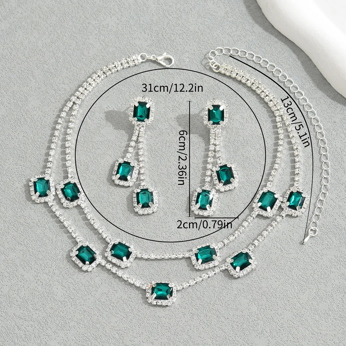 3 pieces of ladies' jewelry set, crystal and diamond necklace and earring set, bridal wedding party jewelry, daily wear jewelry