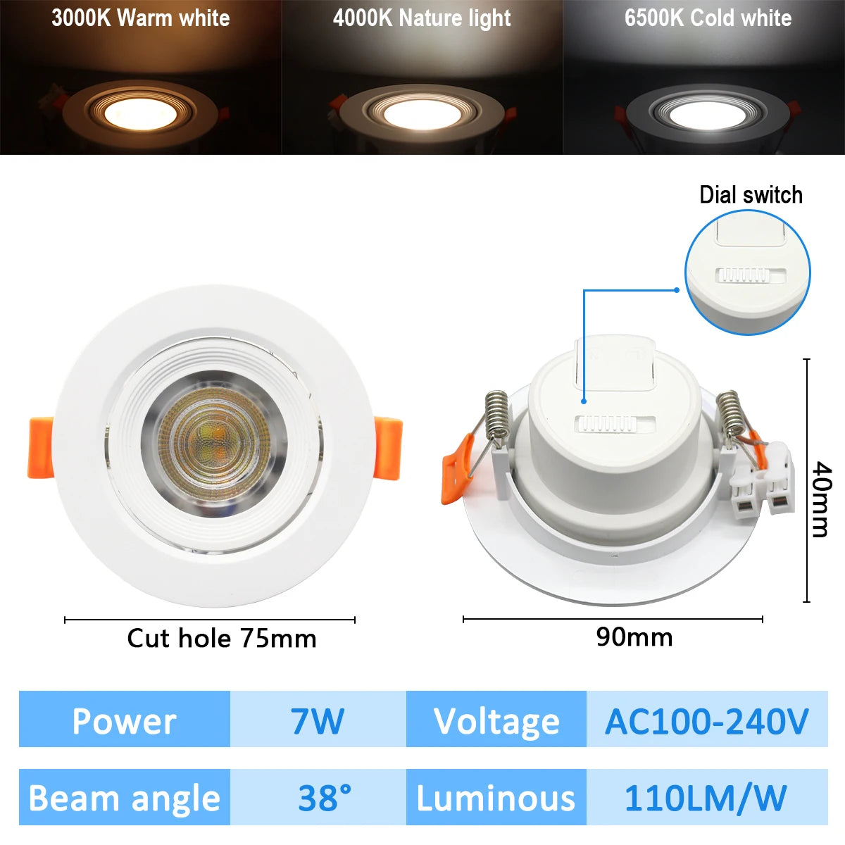 1-10pcs Led Surface Mounted Spot Downlight CCT 3000/4000/6500K Anti-glare Ceiling Lamp Foldable Spotlights for BedRoom Bathroom